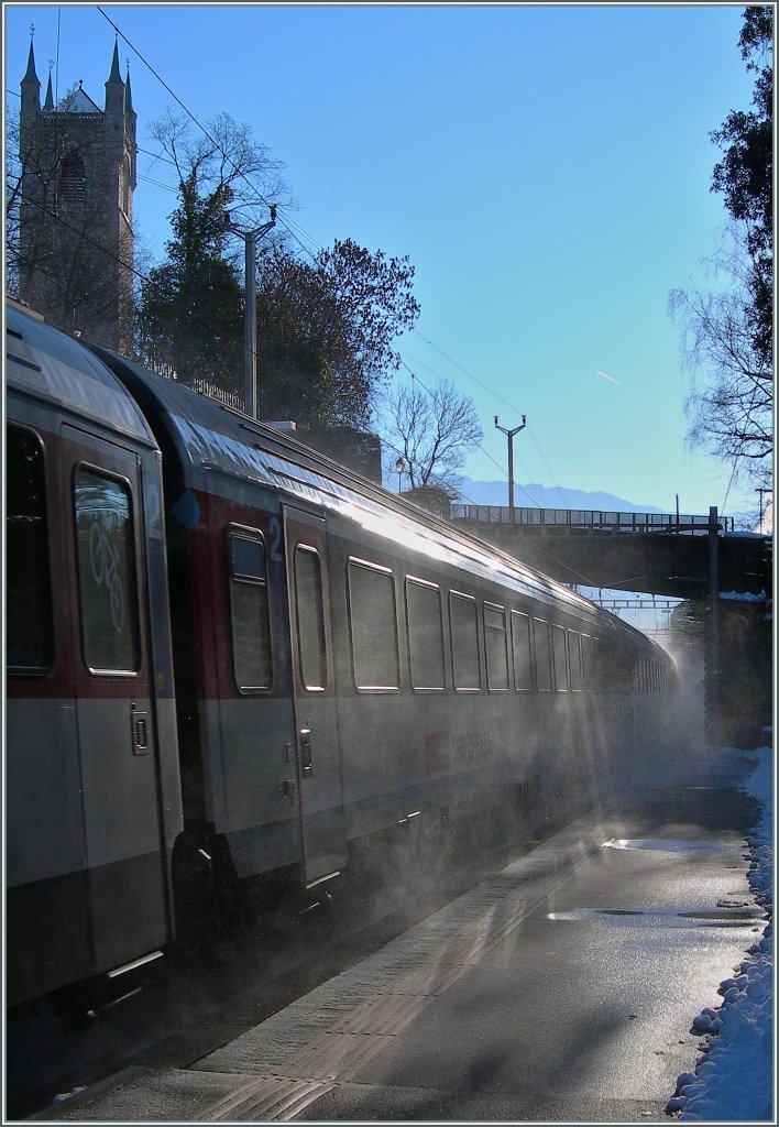 Winterstimmung am Bahnsteig.
Vevey, 10. Feb. 2013