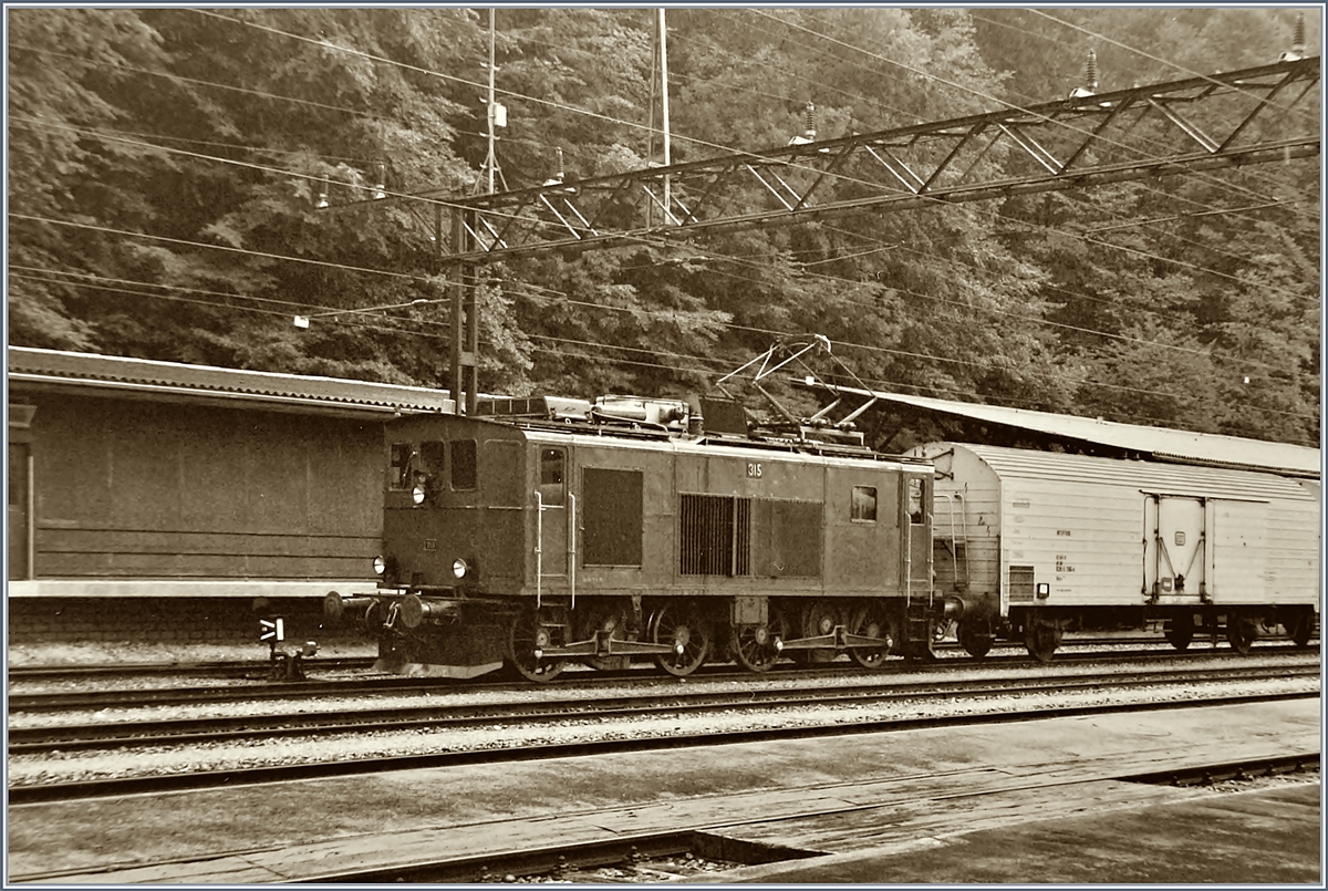 Die BLS Ce 4/4 315 rangiert in Bern Weissenbühl. 

26. Juli 1984