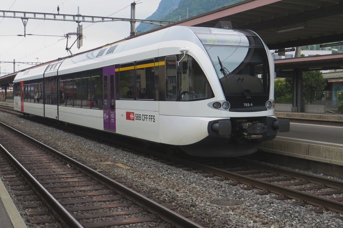 ThurBo 703-4 treft am 19 Mai 2023 in Sargans ein.