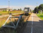 Wo heute ein Prellbock die Weiterfahrt im Bf Querfurt beendet, konnten Reisende bis zum 31.12.1998 nach Vitzenburg weiterfahren; 07.09.2010