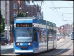 Moderne Stra�enbahn in Rostock.