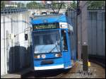 Moderne Stra�enbahn in Rostock.