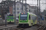 Aus Les Diablerets fährt Be 4/8 471 in Aigle ein.