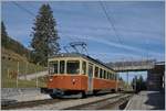 Der BLM Be 4/4 31  Lisi  wartet in Winteregg auf den Gegenzug.