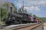 Ebenfalls holzgefeuert, aber doch kräftig rauchend zeigt sich in Le Pont die E 3/3 8494 Tigerli der mit der UIC Nummer (UIC 90 85 0008 494-6) .