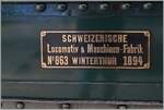 Das Fabrikschlid des Berner Dampftram G 3/3 12 im Detail.