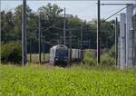 Re 465 002 mit einem Güterzug aus Singen bei Rümlang.