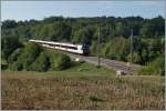 Ein SBB RBDe 560  Domino  als S 40 Romont - Bulle zwischen Neyruz und Rosé unter den wohl letzten alten Fahrleitnungsmasten zwischen St.Gallen und Genève.