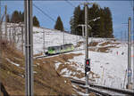 Nun sollte es ins Skigebiet des Col de Bretaye gehen. 

Auf dem Weg die Kreuzung mit dem Zug von BDeh 4/4 81 am Col de Soud, Steuerwagen Bt 63 voraus. Die interessanten Fahrzeuge sollen im folgenden gezeigt werden. Januar 2026