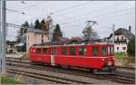 Der CJ  Arosabahntriebwagen  Bef 4/4 in Le Noirmont.