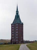 Der Westturm Wangerooge – Vom Seezeichen zum Wahrzeichen, hier am 12 März 2024 aus östlicher Richtung gesehen.