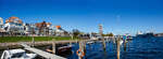 Travemünde als Panoramabild am 21 April 2026 von der Prinzenbrücke mit Blickrichtung Lübecker Bucht/Ostsee.