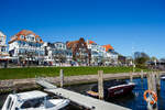 Travemünde (Vorderreihe) am 21 April 2026 von der Prinzenbrücke aus gesehen.